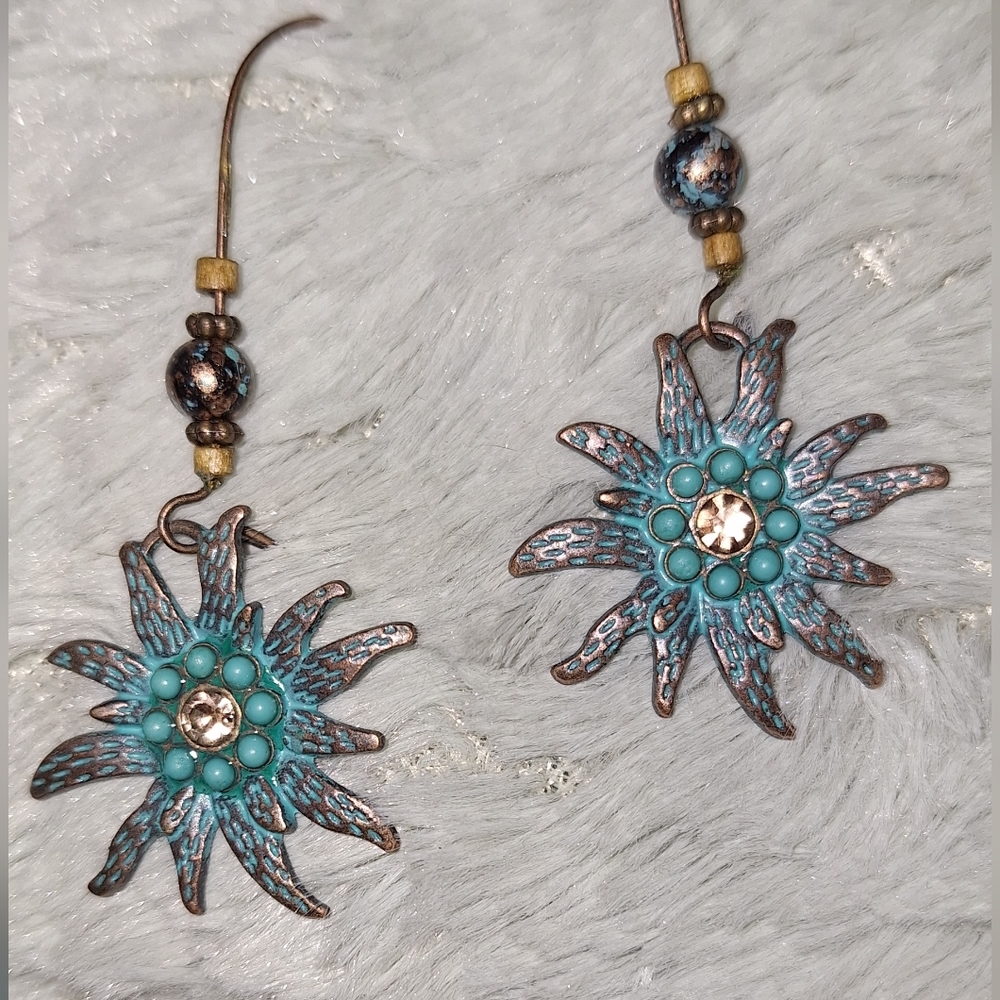 Boho Turquoise Dangle Earring Set - Picture 4 of 6
